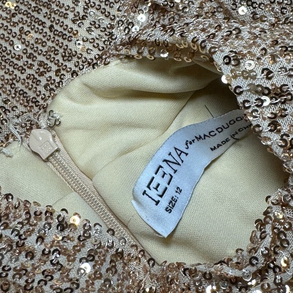 NWT Ieena for MacDuggal #11280 Sequined Soft Tie Halter Neck Column Gown Size 12 - Picture 6 of 10